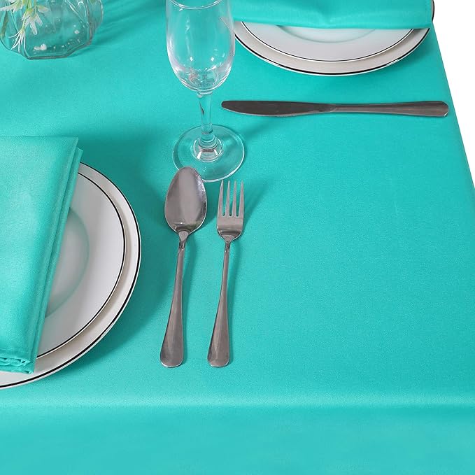 Cupuamon Square Tablecloth 90x90 inch Washable Polyester Fabric Table Cloth for Wedding Party Dining Banquet Decoration(90x90,Turquoise)