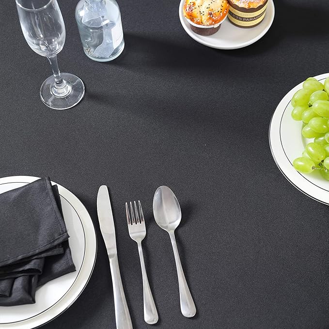 Rectangle Tablecloth 90x156 inch Washable Polyester Fabric Table Cloth for Wedding Party Dining Banquet Decoration(90x156, Black)