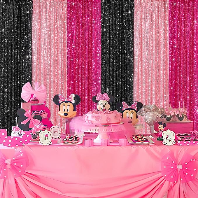 Sequin Backdrop 6x8FT Black Halloween Background Sequin Fabric Glitter Backdrop Curtains for Birthday Party Baby Shower Decoration