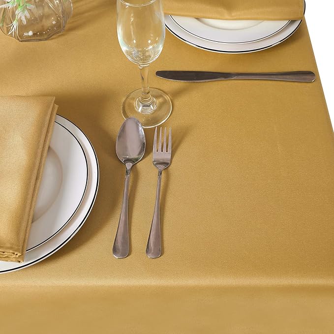 Cupuamon Square Tablecloth 70x70 inch Washable Polyester Fabric Table Cloth for Wedding Party Dining Banquet Decoration(70x70,Gold)