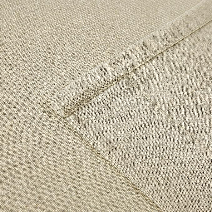 Vision Home Sand Pinch Pleated Semi Sheer Curtains Textured Linen Blended Light Filtering Window Curtains 90 inch for Living Room Bedroom Patio Pinch Pleat Drapes with Hooks 1 Panel 84" Wx90 L
