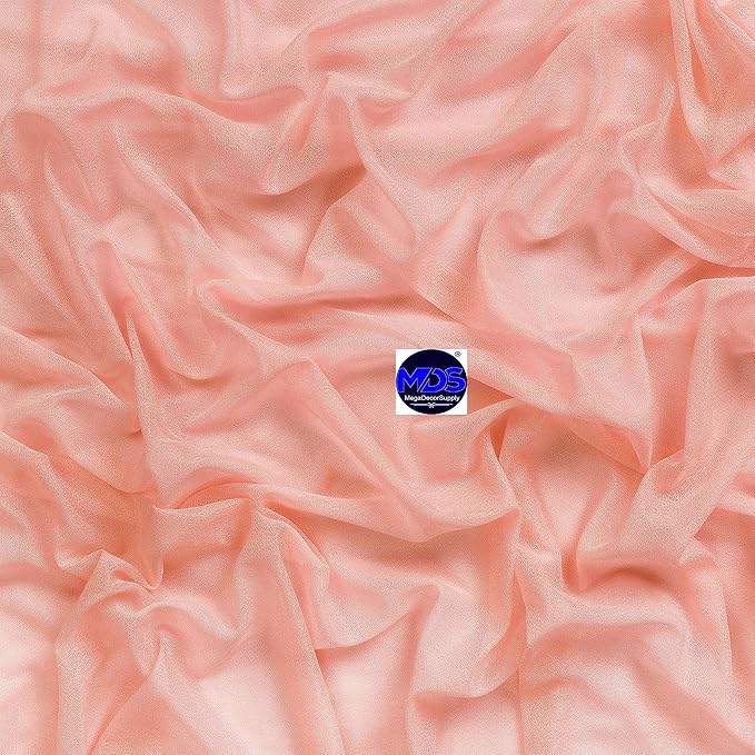 MDS Halloween Chiffon Draping Fabric - 1 Panel, 30" Wide x 100ft Long - Sheer Spooky Arbor & Canopy Drapery for Haunted House Backdrops, Party Ceilings, DIY Costumes & Themed Events - Peach
