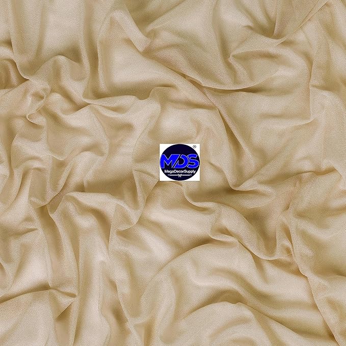 MDS Halloween Chiffon Draping Fabric - 1 Panel, 30" Wide x 30ft Long - Sheer Spooky Arbor & Canopy Drapery for Haunted House Backdrops, Party Ceilings, DIY Costumes & Themed Events - Champagne Gold