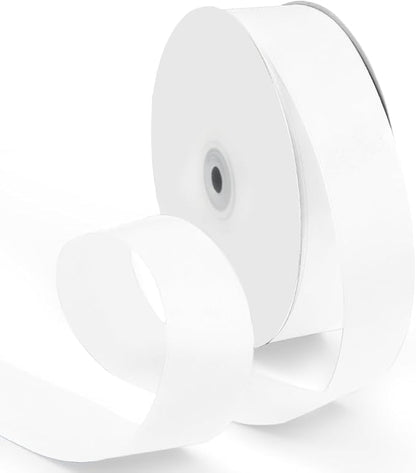 1-1/2 Inch 100 Yards Satin Ribbon White, Solid Color Fabric Ribbon for Gift Wrapping, Wedding, Polyester Gift Ribbon for Birthday Party Decoration, Craft, Hair, Floral, Sewing