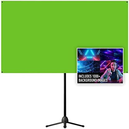 Valera 90in Green Screen Backdrop with Stand for Streaming, Ultra Portable 2 Min Setup, Portrait & Landscape, Tripod & Wall Mount, for Tiktok Zoom Video Meetings & More, +1k Free Backgrounds Included