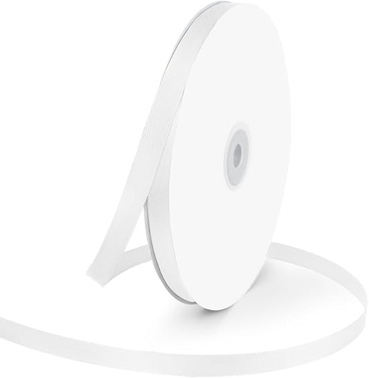 3/8" Wide x 100 Yards Single Face Polyester Satin Ribbon, Satin Ribbon for Crafts, Gift, Hair Bows, Wedding Party Decoration, Bow Making & Other Projects (White)