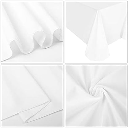 10 Pack Polyester Tablecloths, White 90 x 132 Inch Polyester Table Cloth for 8 Foot Rectangle Tables, Stain and Wrinkle Resistant Washable Fabric Table Cover for Wedding Banquet Restaurant Party