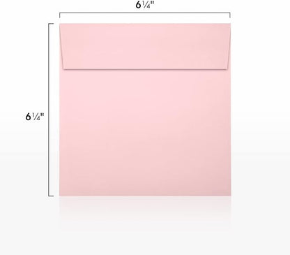 LUXPaper Square Invitation Envelopes | Peel & Press | 6 1/2" x 6 1/2" | Candy Pink | 80lb. Text | 50 Qty