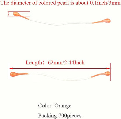 HAHIYO 700pc 3mm Orange Pearl Double Head Flower Pistil for Flower Making and Scrapbook Decoration