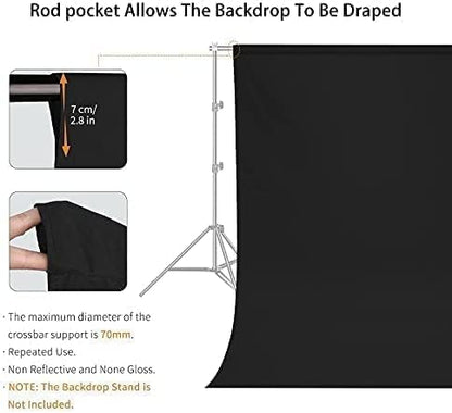 12x10 FT Black Backdrop Background, 100% Polyester Photography Backdrop Screen Foldable Washable Black Screen for Professional Photo Studio Photoshoot Portraits Party