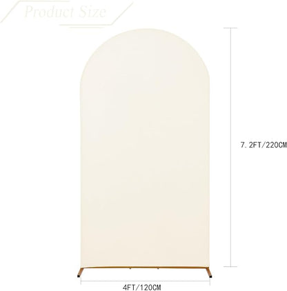 bricia Wedding Arch Backdrop Stand Cover, 7.2FT Double Sided Stretchy Arch Cover Fitted Wedding Birthday Party Banquet Decoration (Beige 86.4''Lx48''W)