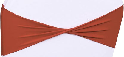 VDS Pack of 125 PCS | Terracotta | Spandex Chair Sashes Bows Without Buckle | Stretch Elastic Banquet Universal Folding Chair Band Tie with for Wedding Party Conference Celebration Event Decoration