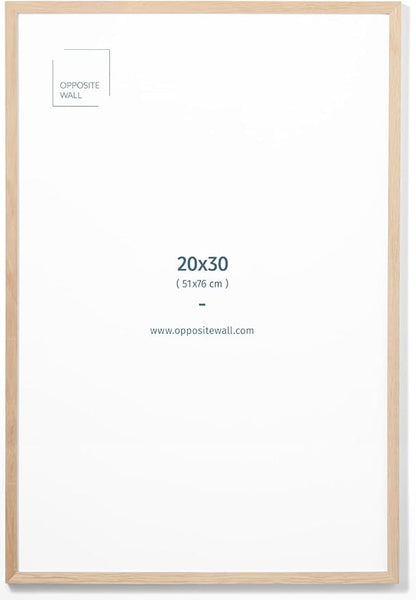 Opposite Wall - 20x30 in - Natural Solid Oak Wood Picture Frame - Lightweight, Versatile & Shatterproof - Wall Hanging Poster or Photo Frame - Wall Decor for Office, Gallery & Home