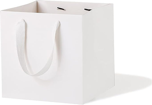 White Paper Gift Bag Small Square Bottom Paper Bags With Handles(White, 6 x 6 x 6 in, 10 Pcs)