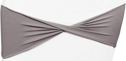 MDS Pack of 50 Spandex Chair Sashes Bows Elastic Stretch Dining Chair Bands Ties Without Slider Buckle Universal fits for Wedding Baby Shower Birthday Party Banquet Event Decoration - Silver Grey
