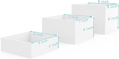 Buffet Risers, Food Risers for Buffet Table, Display Stand Shelf for Catering Dessert Collectibles Jewelry Figures Show, Acrylic Cube Display Nesting Risers with Hollow Bottoms, 6,7,8'', 3