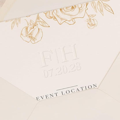 Personalized Wedding Embosser | Custom Made with Initials or Monograms for Couples | Elegant Designs for Stationery, Invitations, Napkins, and More (Design 8)
