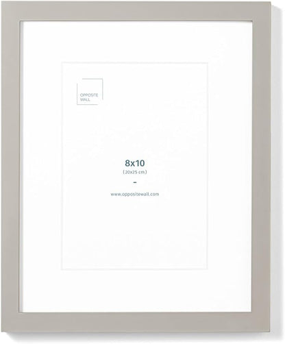 Opposite Wall - 8x10 in - Real Wood Grey Picture Frame - Lightweight, Versatile & Shatterproof - Wall Hanging & Tabletop Photo Frame - Office, Gallery & Home Decor