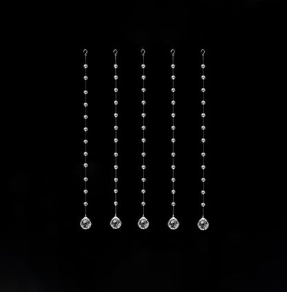 Clear Crystal Beads Strands Glass Beads String Hanging Decor for Wedding Arch Centerpieces Curtain Chandelier Ornaments Door Ceiling Beaded Drapes Decoration Accessories(2 Feet 5pcs)