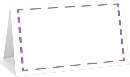 25 Pack Purple Lines Place Cards, Editable Name Cards for Table Setting, Tent Cards Food Label for Dinner Party, Bridal Shower, Wedding, Baby Shower and Events -T19