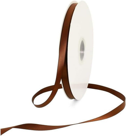 TONIFUL 3/8 Inch x 100yds Coffee Brown Color Satin Ribbon Thin Solid Fabric Ribbons Roll for Gift Wrapping Invitation Floral Hair Balloons Craft Party Wedding Decoration Valentine's Day Bouquet