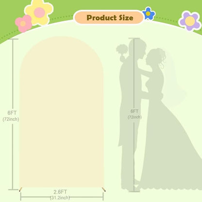 Beige Arch Cover 6ft Arch Backdrop Cover Spandex Fitted Wedding Arch Covers Round Top Arch Frame Cover Chiara Arch Cover Backdrop Fabric for Baby Shower Birthday Garden Party Celebration