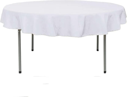 Efavormart Round Tablecloth, 70 Inch Stain & Wrinkle Resistant Washable Table Cloth, Decorative Polyester Fabric Table Cover for Banquet, Wedding, Dining- White