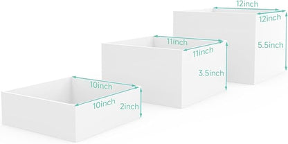 Buffet Risers, White Acrylic Cube for Buffet Table, Display Stand Shelf for Catering Dessert Collectibles Jewelry Figures Show, Food Display Nesting Risers with Hollow Bottoms, Cube, 3Pcs 10"x11"x12"