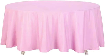 Efavormart Round Tablecloth, 108 Inch Stain & Wrinkle Resistant Washable Table Cloth, Decorative Polyester Fabric Table Cover for Banquet, Wedding, Dining- Pink
