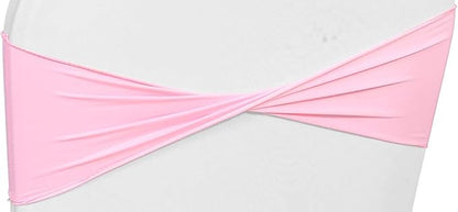 VDS Pack of 50 PCS | Pink | Spandex Chair Sashes Bows Without Buckle | Stretch Elastic Banquet Universal Folding Chair Band Tie with for Wedding Party Conference Celebration Event Decoration