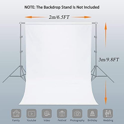 7 x 10 FT White Backdrop, 100% Polyester Photography Backdrop Foldable Washable White Screen for Photoshoot YouTube Zoom Studio Photo Video Recording
