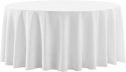 Round Tablecloth 2 Pack 90 Inch White Tablecloths Washable Decorative Linen Polyester Table Clothes Cover for Dining Table Banquets Buffet Parties and Wedding