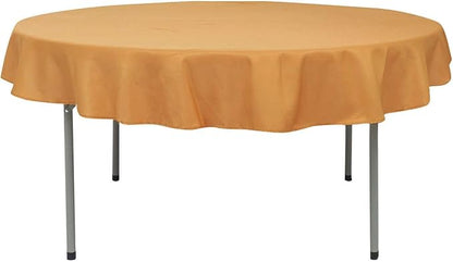 Efavormart Round Tablecloth, 70 Inch Stain & Wrinkle Resistant Washable Table Cloth, Decorative Polyester Fabric Table Cover for Banquet, Wedding, Dining- Gold