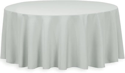 LinenTablecloth 132-Inch Round Polyester Tablecloth Silver