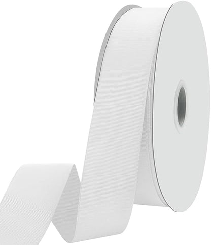 1-1/2" X 100 Yards White Grosgrain Ribbon, Premium Grosgrain Ribbon for Sewing, Gift Wrapping, Bow Making, Wedding Decor, Wrapping and More (White)