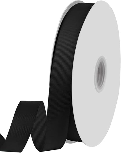 1" X 100 Yards Black Grosgrain Ribbon, Premium Grosgrain Ribbon for Sewing, Gift Wrapping, Bow Making, Wedding Decor, Wrapping and More (Black)