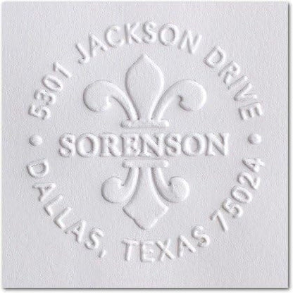 Custom Address Embosser - Personalize with Initials & Text - Hand-Held Embossing Stamp - Monogram, Seal Embosser Best for Books, Envelopes, Napkins - Pink Handle - 1.625 inch