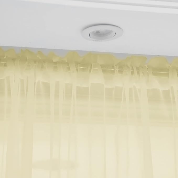 Window Light Yellow Sheer Curtains 90 Inches Long 2 Panels Sheer Curtain Basic Rod Pocket Panel for Bedroom Children Living Room Yard Kitchen (Light Yellow, 52" W x 90" L | 2 pcs)