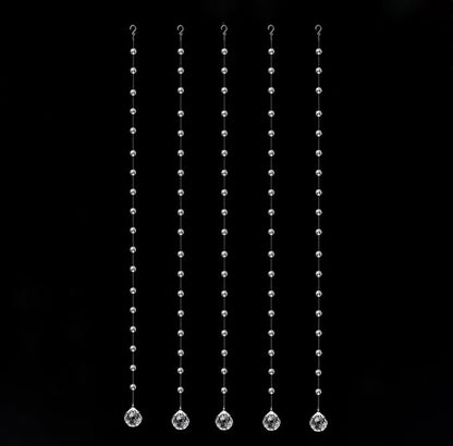 Crystal Beaded String Clear Glass Beads Garland Strands Hanging Wedding Arch Decor Curtain Chandelier Christmas Tree Ornaments Door String Beaded Drapes Decoration Accessories(3.3 Feet 5pcs)