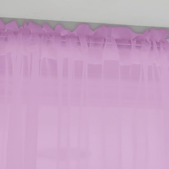 Window Pink Sheer Curtains 145 Inches Long 2 Panels Sheer Curtain Basic Rod Pocket Panel for Bedroom Children Living Room Yard Kitchen (Pink, 52" W x 145" L | 2 pcs)