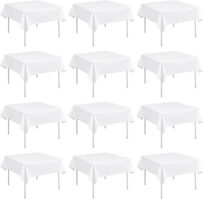 fani 12 Pack Square Tablecloth 52 x 52 Inch, White Tablecloth for Square Table, Washable Polyester Table Cloth, Fabric Table Cover for Wedding Parties Restaurant Buffet