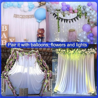 20ft×10ft Wrinkle Free White Backdrop Curtains for Parties, Thick Polyester Drapes for Backdrop, 2 Panels 5×10ft Cloth Photo Backdrop Curtain for Wedding Party Baby Shower Photography Background