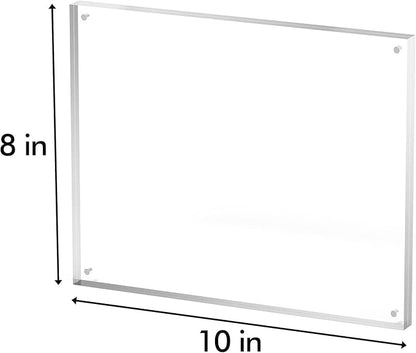 8x10 Acrylic Picture Frame 1 Pack, Clear Freestanding Double Sided Frameless Magnetic Photo Frames, Desktop Display Decor Gift