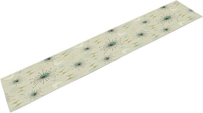 Mid Century Table Runner, Flag Retro Atomic Starburst 1950s Abstract Geometric Space Tabletop Decoration for Home Kitchen Restaurant Table Flag 13x120 Inch