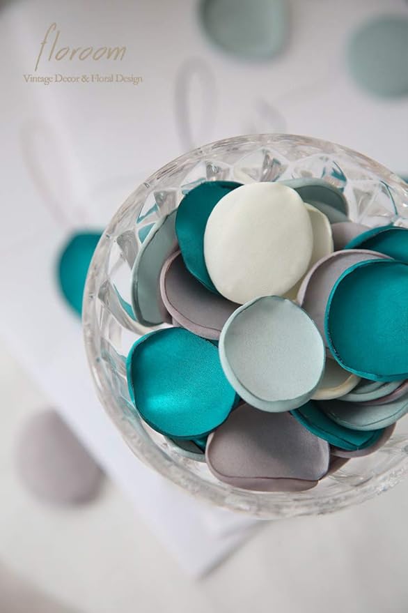 Floroom 300pcs Rose Petals Teal Green Faux Silk Flower Petals for Wedding Flower Girl Basket Aisle Scatter Cake Table Centerpieces Party Confetti Baby Shower Romantic Night Decoration Home Decor