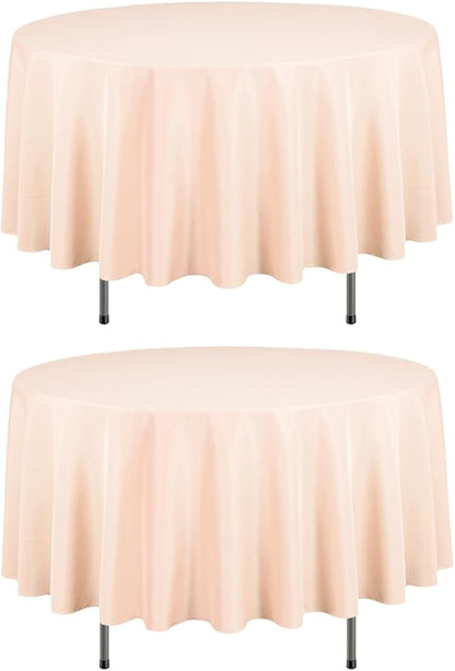LTC LINENS 2 Pack 90 Inch Round Tablecloth Peach - Wrinkle Resistant Table Cloth for Round Table -Washable Polyester Fabric Table Cover for Wedding, Party