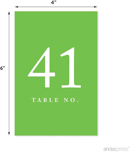 Andaz Press Kiwi Green Wedding Table Numbers 41-60, 4x6-Inches Table Number Cards For Wedding Reception, Table Number For Seating Chart For Wedding Reception, Restaurant, Classroom, Boda