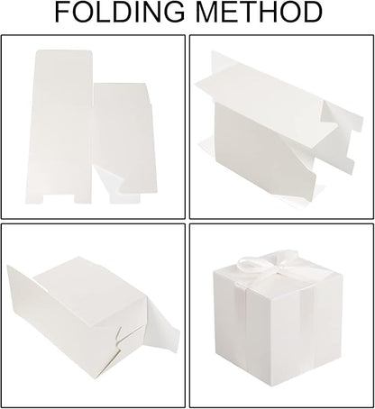 COTOPHER Small Gift Boxes 25 Pack 6x6x6 inches White Gift Boxes with Lids for Gifts, Crafting, Wedding Party Favor, Cupcake Boxes, Candy, Bridesmaids Proposal Box with Ribbons and Stickers
