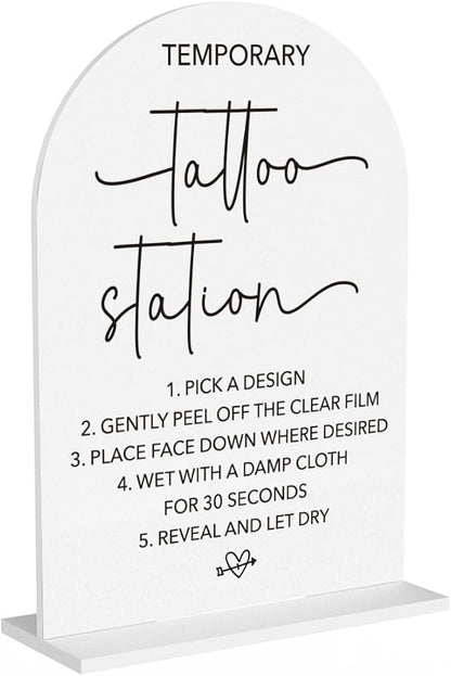 Wedding Tattoo Sign Temporary Tattoo Station Sign for Wedding Engagement Bridal Shower Bachelor Party Tattoo Bar Acrylic sign for Table Desk