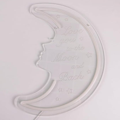 Moon Neon Light Sign for Wall Decor, 5v USB Powered & Dimmable Love You to the Moon and Back LED Light for Girls Kids Bedroom Living Room Home Party Decor